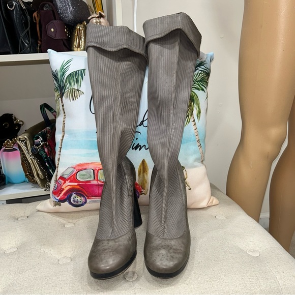 Dolce And Gabbana Vintage Grey Stretch Socks High Boot Heels Size 41 - Picture 3 of 12